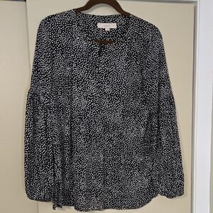 Loft Women's Black and White Polka Dot Blouse Size Small